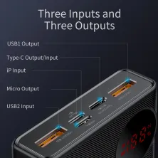 УМБ Baseus Mulight 20000mAh 45W з технологією QC3.0 + PD3.0 Чорний