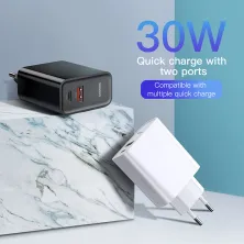 Мережевий зарядний пристрій Baseus Speed PPS QC3.0 + PD3.0 30W USB + Type-C 5A Чорний