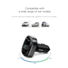 Автомобільний зарядний пристрій Baseus T-Typed MP3 Car Charger S-09 2USB 3.4A Сріблястий