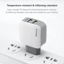 Мережевий зарядний пристрій Baseus Letour Dual U Charger 2USB 2.4A Біло-Сірий