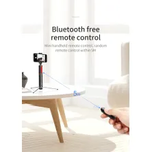Селфи-монопод Baseus Fully Folding 2in1 с функцией штатива и пультом Bluetooth Черно-Красный