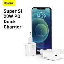 Сетевое зарядное устройство Baseus Super Si QC PD3.0 20W Type-C 3A + Кабель 2.3A Type-C to Lightning 1м Белый