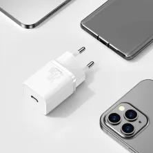 Сетевое зарядное устройство Baseus Super Si QC PD3.0 20W Type-C 3A + Кабель 2.3A Type-C to Lightning 1м Белый