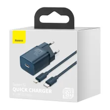 Сетевое зарядное устройство Baseus Super Si QC PD3.0 20W Type-C 3A + Кабель 2.3A Type-C to Lightning 1м Синий