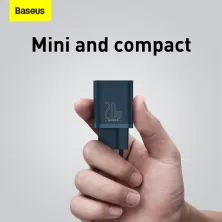 Сетевое зарядное устройство Baseus Super Si QC PD3.0 20W Type-C 3A + Кабель 2.3A Type-C to Lightning 1м Синий
