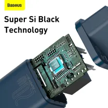 Сетевое зарядное устройство Baseus Super Si QC PD3.0 20W Type-C 3A + Кабель 2.3A Type-C to Lightning 1м Синий