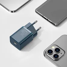 Сетевое зарядное устройство Baseus Super Si QC PD3.0 20W Type-C 3A + Кабель 2.3A Type-C to Lightning 1м Синий