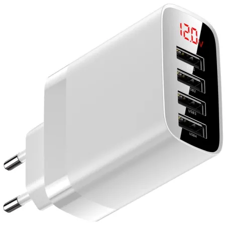 Мережевий зарядний пристрій Baseus Mirror Travel Digital Display 30W 4USB 6A Білий