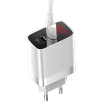 Мережевий зарядний пристрій Baseus Mirror Lake PPS QC3.0+PD3.0 18W USB+Type-C 3A Білий