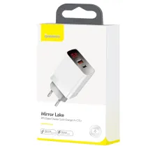 Мережевий зарядний пристрій Baseus Mirror Lake PPS QC3.0+PD3.0 18W USB+Type-C 3A Білий