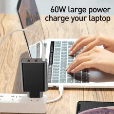 Мережевий зарядний пристрій Baseus PPS three output quick charge QC4.0+PD3.0 60W 2USB+Type-C 6A Чорний