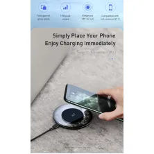 Бездротовий зарядний пристрій Baseus Simple NEW Wireless Charger з технологією Qi 15W Прозорий
