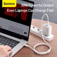 Сетевое зарядное устройство Baseus Speed PPS QC3.0+PD3.0 30W VOOC USB+Type-C 5A + Кабель VOOC Type-C to Type-C 5A 1м Белый