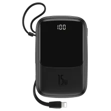УМБ Baseus Q Pow 10000mAh 15W 3A з технологією QC3.0 + PD3.0 і iP кабелем Чорний