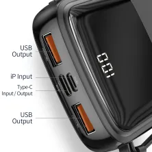 УМБ Baseus Q Pow 10000mAh 15W 3A з технологією QC3.0 + PD3.0 і iP кабелем Чорний