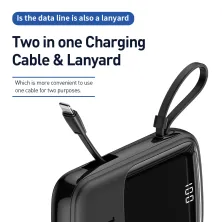 УМБ Baseus Q Pow 10000mAh 15W 3A з технологією QC3.0 + PD3.0 і iP кабелем Чорний