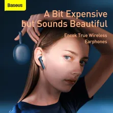 Беспроводные Bluetooth наушники Baseus Encok TWS W05 с функцией беспроводной зарядки Qi Синий