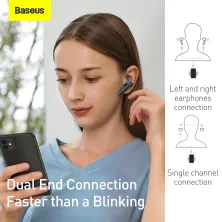 Беспроводные Bluetooth наушники Baseus Encok TWS W05 с функцией беспроводной зарядки Qi Синий