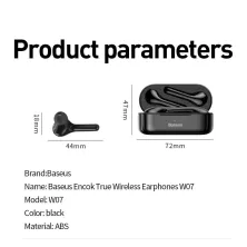 Бездротові TWS Bluetooth навушники Baseus Encok W07 Чорні