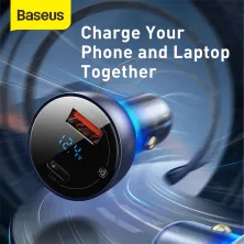 Автомобільний зарядний пристрій Baseus Particular Digital QC 4.0 + PD3.0 PPS 65W USB + Type-C 5A Чорний