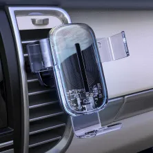 Автодержатель для телефона Baseus Explore 2in1 в воздуховод с беспроводной зарядкой Qi 15W 2A Прозрачный