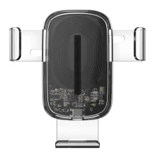 Автодержатель для телефона Baseus Explore 2in1 в воздуховод с беспроводной зарядкой Qi 15W 2A Прозрачный