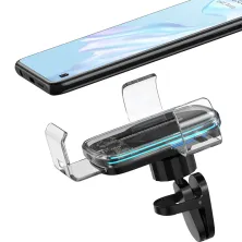 Автодержатель для телефона Baseus Explore 2in1 в воздуховод с беспроводной зарядкой Qi 15W 2A Прозрачный