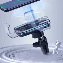Автодержатель для телефона Baseus Explore 2in1 в воздуховод с беспроводной зарядкой Qi 15W 2A Прозрачный