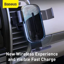 Автодержатель для телефона Baseus Explore 2in1 в воздуховод с беспроводной зарядкой Qi 15W 2A Черный