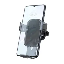 Автодержатель для телефона Baseus Explore 2in1 в воздуховод с беспроводной зарядкой Qi 15W 2A Черный
