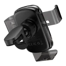 Автодержатель для телефона Baseus Explore 2in1 в воздуховод с беспроводной зарядкой Qi 15W 2A Черный