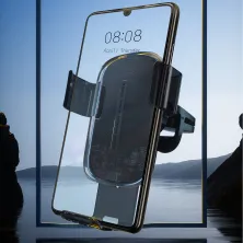 Автодержатель для телефона Baseus Explore 2in1 в воздуховод с беспроводной зарядкой Qi 15W 2A Черный