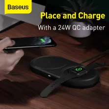 Беспроводное зарядное устройство Baseus Planet 2in1 с технологией Qi 10W MAX и адаптером 24W QC3.0 Черный