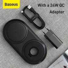 Беспроводное зарядное устройство Baseus Planet 2in1 с технологией Qi 10W MAX и адаптером 24W QC3.0 Черный
