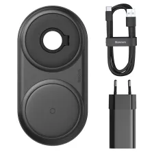 Беспроводное зарядное устройство Baseus Planet 2in1 с технологией Qi 10W MAX и адаптером 24W QC3.0 Черный