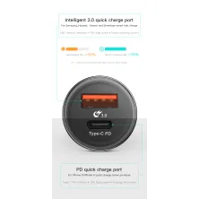 Автомобільний зарядний пристрій Baseus Small Screw QC3.0 36W USB + Type-C PD Чорний