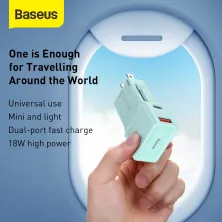 Мережевий зарядний пристрій Baseus Universal Conversion PPS QC3.0 + PD3.0 18W USB + Type-C 3A Універсальне Блакитний