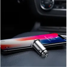 Автомобильное зарядное устройство Baseus Square Metal QC 3.0 30W 2USB 5A Серебристый