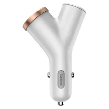 Автомобильное зарядное устройство Baseus Y-Type 2 USB 3.4A + 1 Прикуриватель 40W Белый