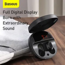Бездротові Bluetooth навушники Baseus Encok TWS WM01 Plus з дисплеєм Чорний