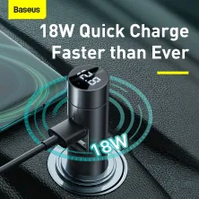 FM-трансмітер Baseus Energy Column 2в1 MP3 Car QC3.0 18W Charger Bluetooth 5.0 2USB 3A Чорно-Сірий