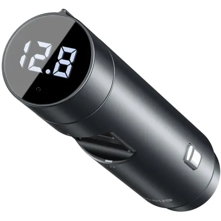 FM-трансмітер Baseus Energy Column 2в1 MP3 Car QC3.0 18W Charger Bluetooth 5.0 2USB 3A Чорно-Сірий