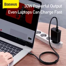 Сетевое зарядное устройство Baseus Speed PPS QC3.0+PD3.0 30W VOOC USB+Type-C 5A + Кабель VOOC Type-C to Type-C 5A 1м Черный