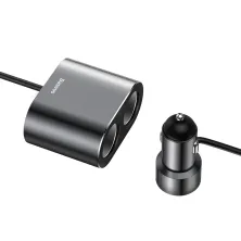 Автомобильное зарядное устройство Baseus High Efficiency 2 USB 3.1A + 2 Прикуривателя 80W Черный