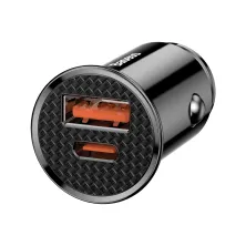 Автомобильное зарядное устройство Baseus Circular Plastic QC 4.0+PD3.0 30W USB + Type-C 5A Черный