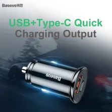 Автомобильное зарядное устройство Baseus Circular Plastic QC 4.0+PD3.0 30W USB + Type-C 5A Черный