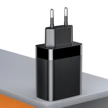 Мережевий зарядний пристрій Baseus Mirror Lake Dual QC3.0 18W 2USB 3A Чорний