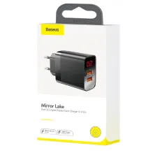 Мережевий зарядний пристрій Baseus Mirror Lake Dual QC3.0 18W 2USB 3A Чорний