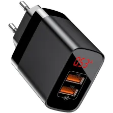 Мережевий зарядний пристрій Baseus Mirror Lake Dual QC3.0 18W 2USB 3A Чорний