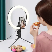 Комплект блогера 3в1 Baseus Live Stream Holder 120 LED (Держатель с LED лампой 24,5 см и настольная подставка)
